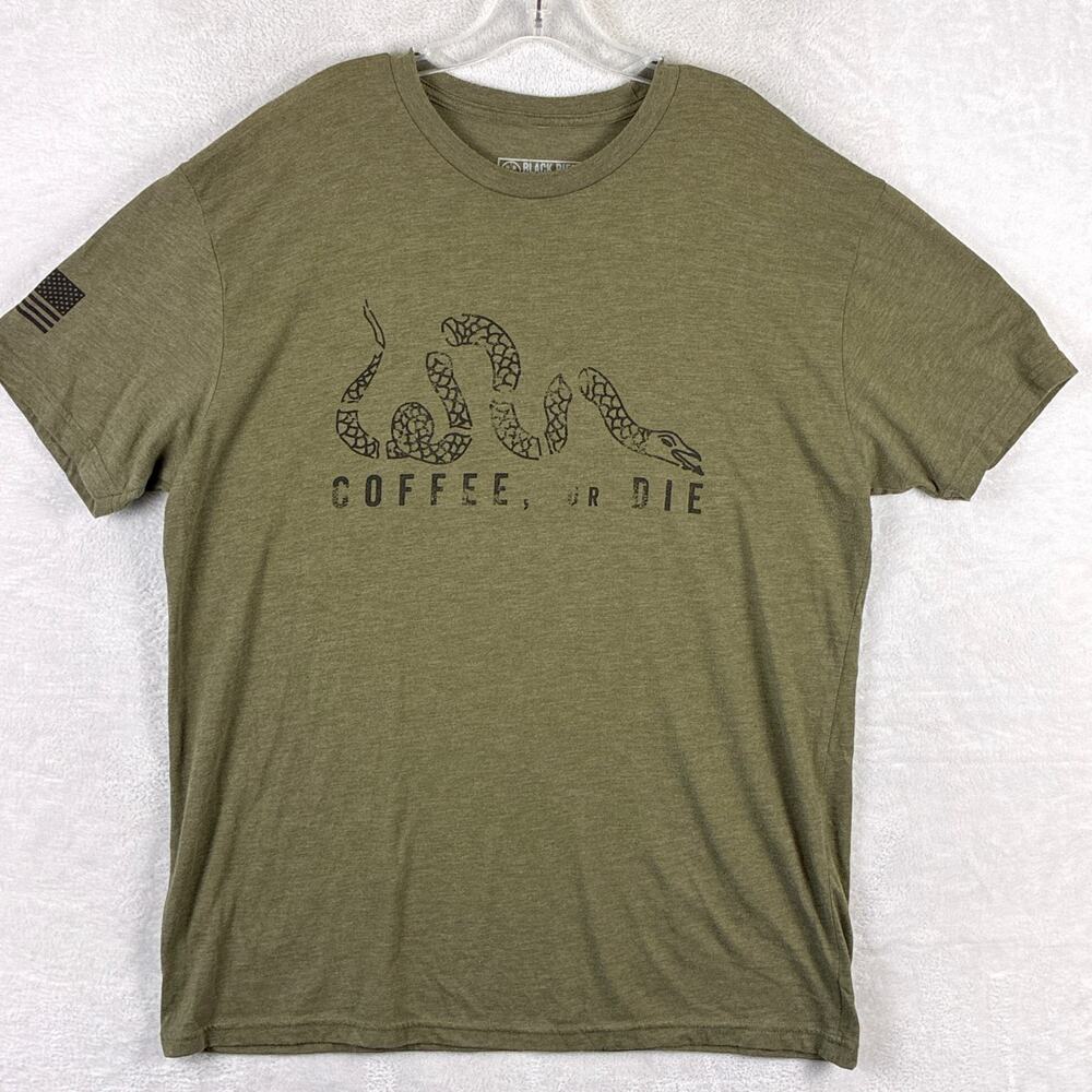 Black Rifle Coffee Coffee Or Die T Shirt Mens XXL Green Gadsden Snake Military